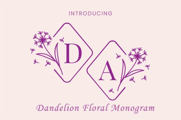 Dandelion Floral Monogram Font for Whimsical Branding